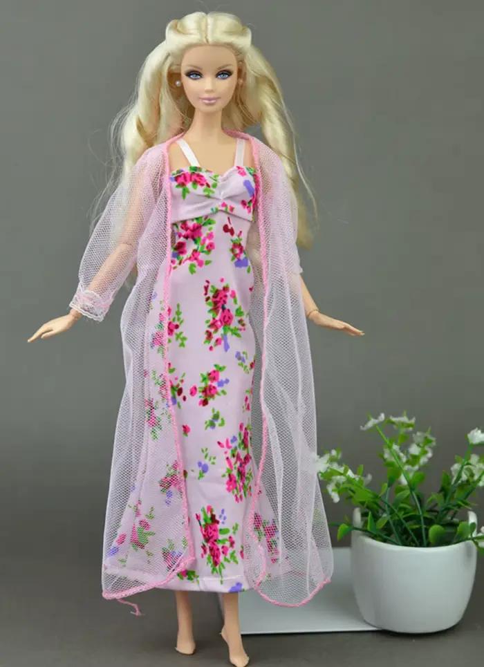 Ensemble pyjama en dentelle pour poupées Barbie, vêtements de nuit, lingerie, robes longues, accessoires beurre, jouets pour enfants, 2 pièces