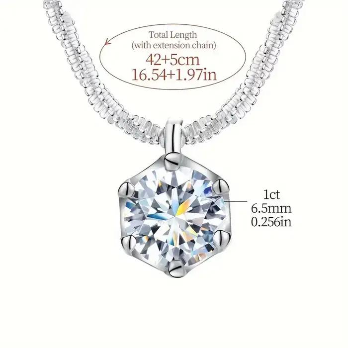 LOUTF 1CT Luxusný trblietavý biely diamantový Moissanitový prívesok na retiazke pre ženy