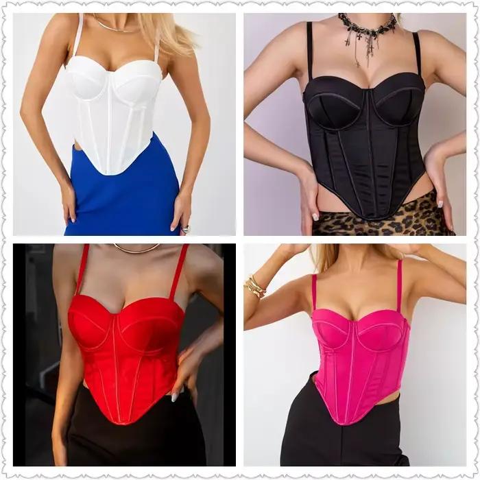 Corset multicolore Sexy irrégulier pour femmes, haut court de fête pour filles, lignes contrastées uniques, Bustier Chic, débardeur Cool