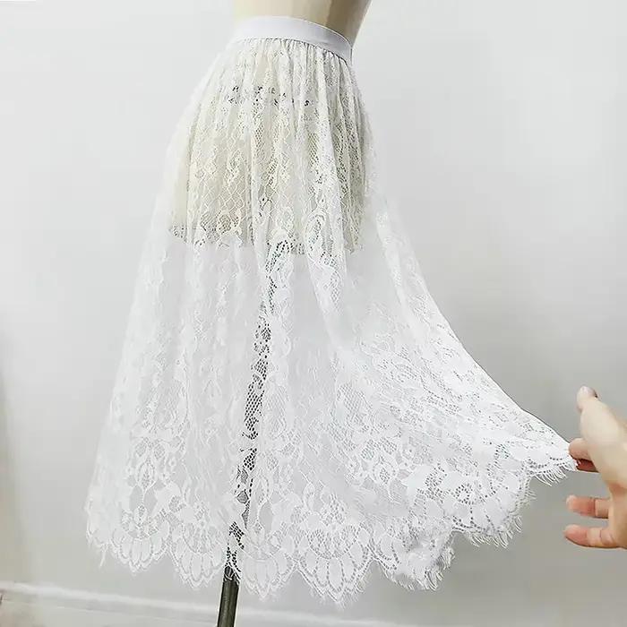 Jupe longue en dentelle Regrtedarling pour femmes, silhouette élégante, dentelle délicate, ajustement parfait, occasion spéciale, été, fête, cadeau d'anniversaire