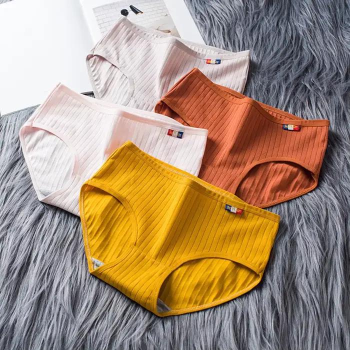 Taille moyenne ceinture élastique coton culottes femmes slips sous-vêtements filles culottes coton entrejambe femme Lingerie