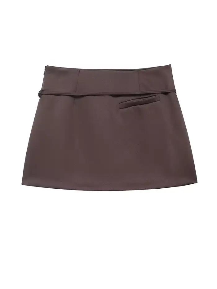 Culottes courtes pour femme, mode printemps, polyvalentes, simples, solides, avec ceinture décorative, confortables, poches, fermeture éclair latérale