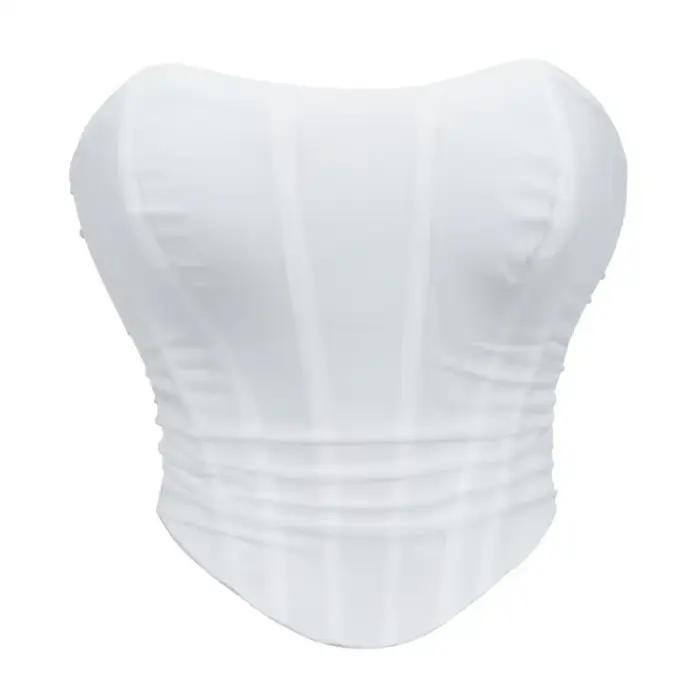 Elegantné červené víno sieťovaný riasený rybí stužka kravata holý chrbát zakrivený lem Bustier Korzet Bodyshaper Klubový top tubulárny