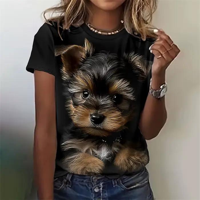 3D potlačené tričko Kawaii mačka pes pre ženy