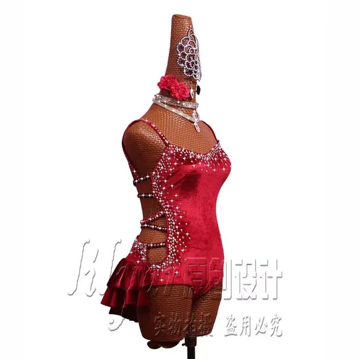 Robe de danse phtallatine Pole pour adultes et enfants, tuyau en acier, olympiques de fille, jupe de spectacle, velours personnalisé, vin rouge, commandé