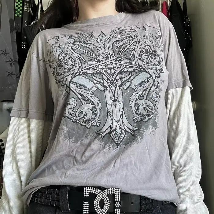 Tričko s dlhým rukávom s potlačou vintage lebky