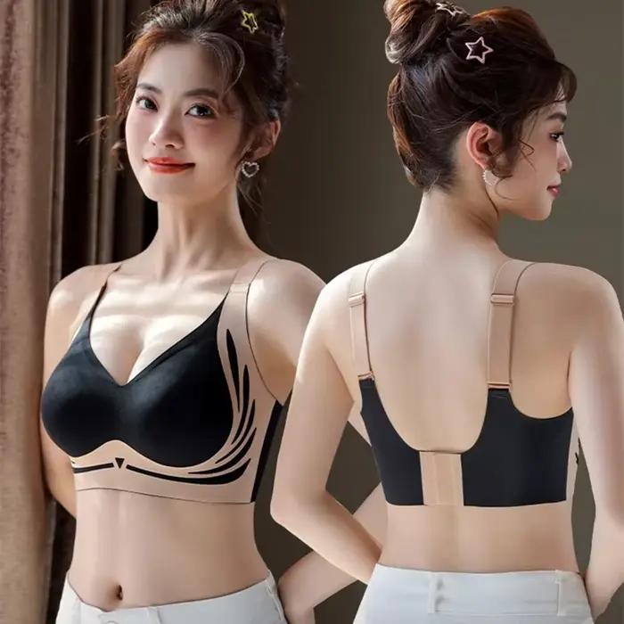 Sous-vêtements grande taille pour femmes, seins respirants, petits sans anneaux en acier, soutien-gorge Anti-affaissement réglable pour femmes