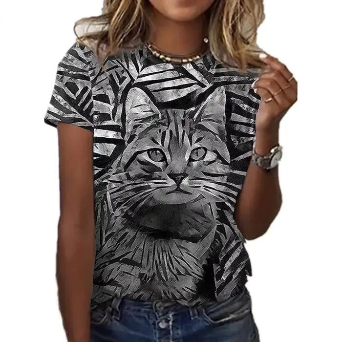 Tričko s mačkou Kawaii 3D potlačou pre ženy