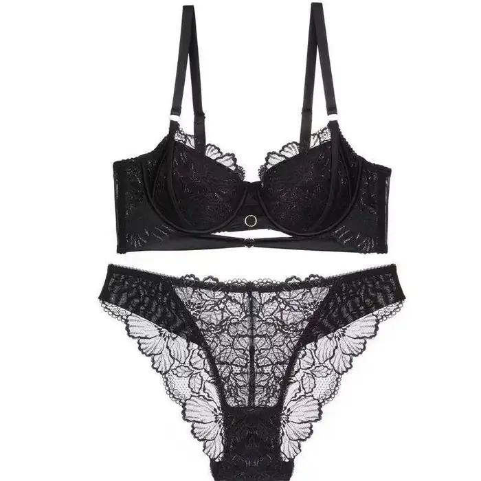 Ensemble de Lingerie Sexy en dentelle avec grande poitrine froncée, Anti-affaissement et seins réglables, ensemble de soutien-gorge confortable avec anneau en acier doux