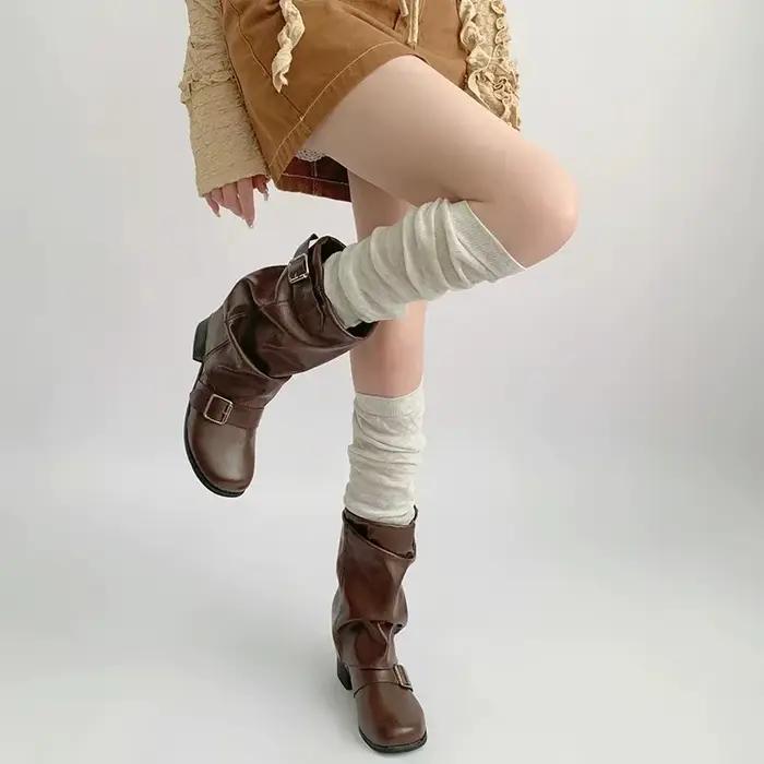 Chaussettes de nuit pour femme, chaussettes de cheville, chaussettes montantes, chaussettes de ballet, chaussettes en molleton, gris, blanc, pour l'automne, pour la salle de classe