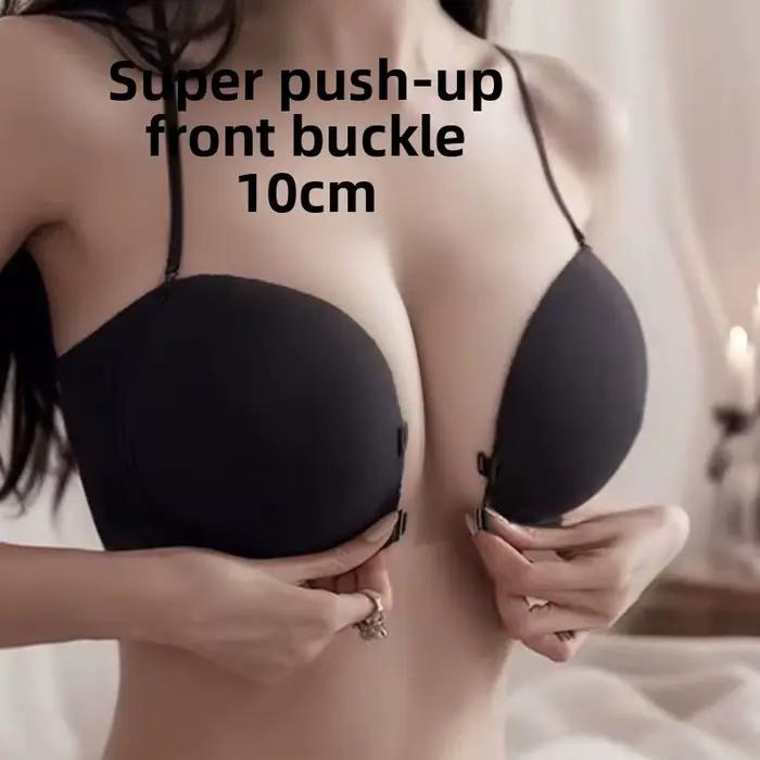 Soutien-gorge Push Up à fermeture frontale de 10CM, pour petit buste, Extra épais, sans fil, Anti-affaissement, plongeant ultime pour décolleté profond
