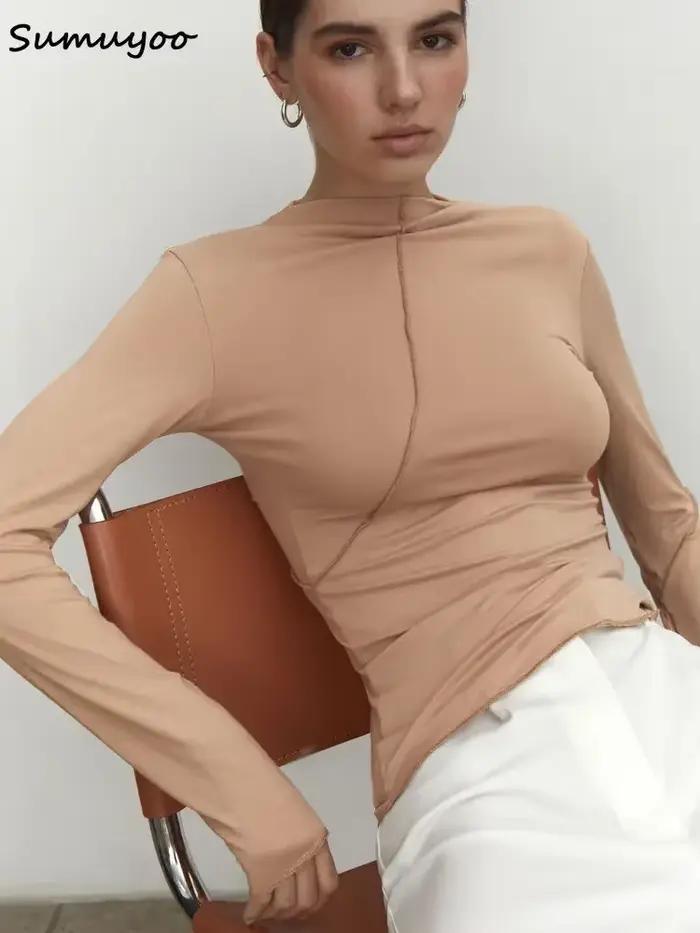 Summkoo-Dámske tričko Slim Fit s dlhým rukávom