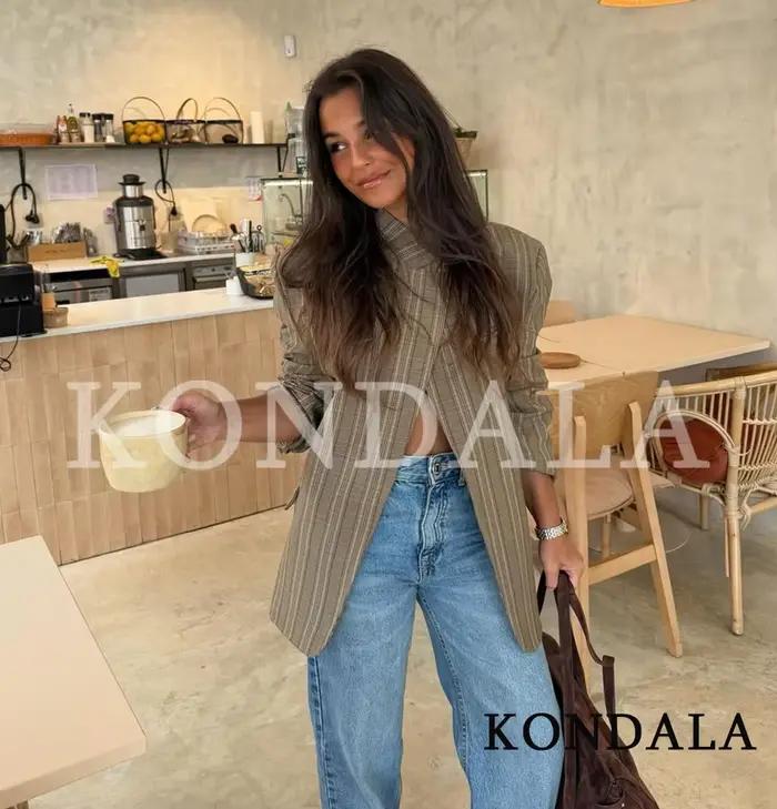 KONDALA Dámske vintage kárované sako Chic Trendy jar 2026 Elegantné
