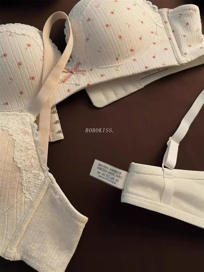 Sweet Girls – Bralette sexy en dentelle avec nœud, soutien-gorge push-up rembourré sans fil, en coton, anti-affaissement, confortable, respirant, lingerie intime pour femmes