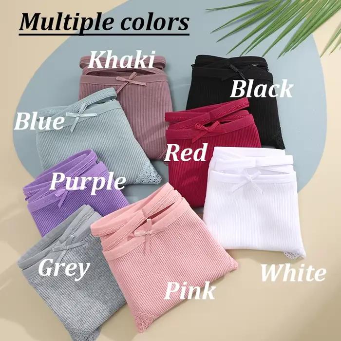 3 pièces/ensemble femmes coton culottes Sexy taille basse dentelle culotte brésilienne évider doux respirant Lingerie femme arc sous-vêtements S-XL