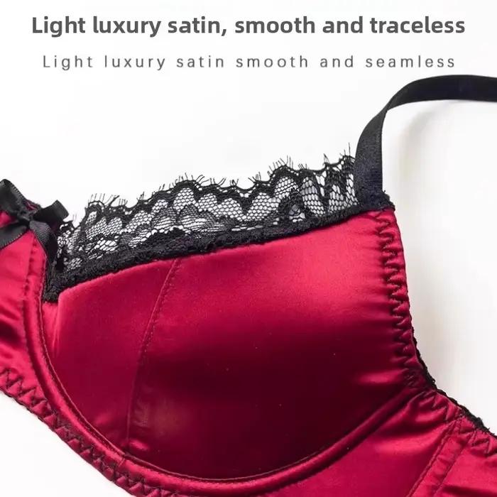 Ensemble de lingerie féminine sexy en coton avec dentelle pour femmes rouge vin et noir occasions spéciales