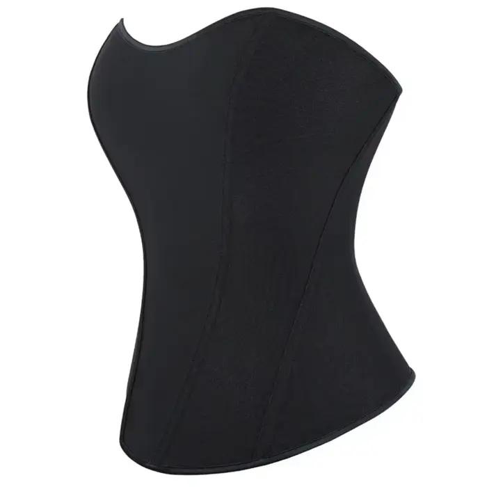 Corset Noir en Satin Respirant pour Femme, Bustier à Fermeture Éclair, Taille, Sexy, Body Shaper, Lingerie, Long Torse