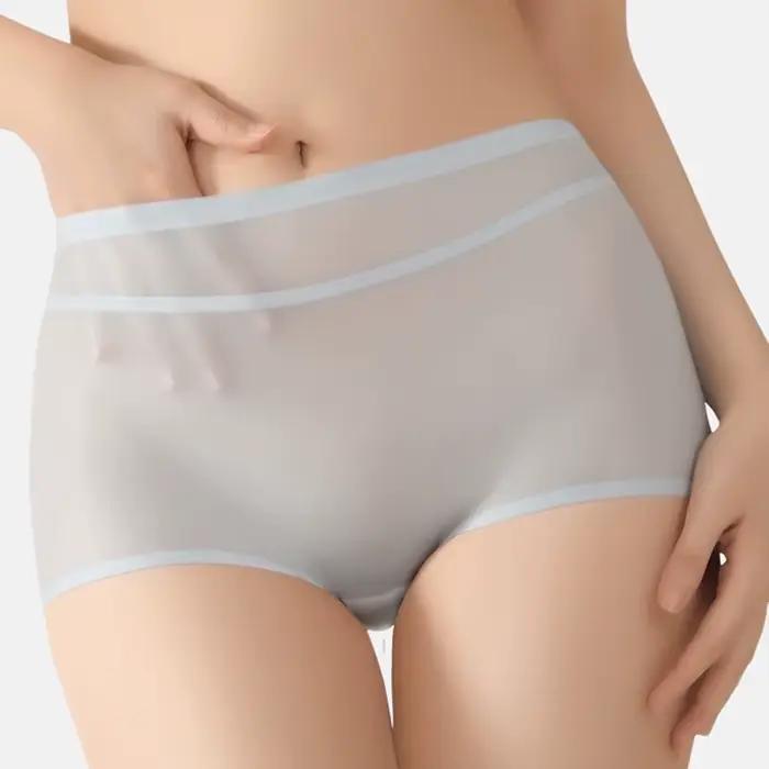 Culotte solide sans couture pour femmes, slip Ultra-fin Sexy, Lingerie transparente, sous-vêtements invisibles, séchage rapide, respirant