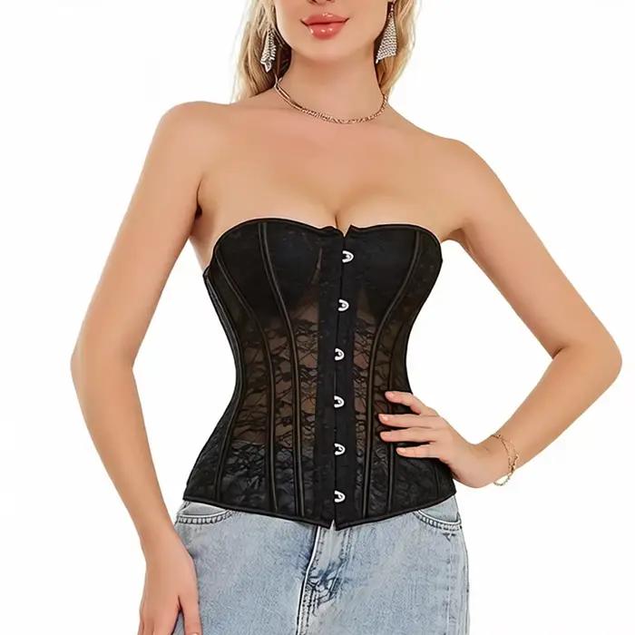 Corset Overbust Femme Gothique Vintage Bustiers Polyester Elasthanne Sculpteur Silhouette Occasions Spéciales