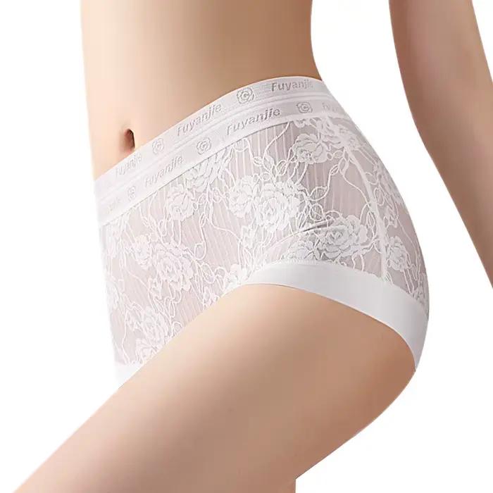 Culottes Jacquard pour femmes, respirantes, sexy, douces, boxers taille haute, confortables, légères, sous-vêtements en dentelle, lingerie intime