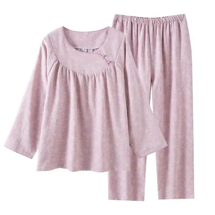 Ensemble pyjama 100% coton pour maman, vêtements de nuit pour femmes d'âge moyen, coupe ample, grande taille, doux et respirant, cadeau pour maman