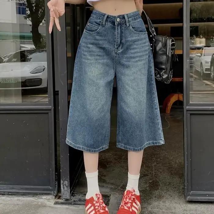 Jeans baggy vintage décontractés pour femmes, style américain, années 2000, couleurs rétro, confort moderne, idéal pour sorties et jours décontractés
