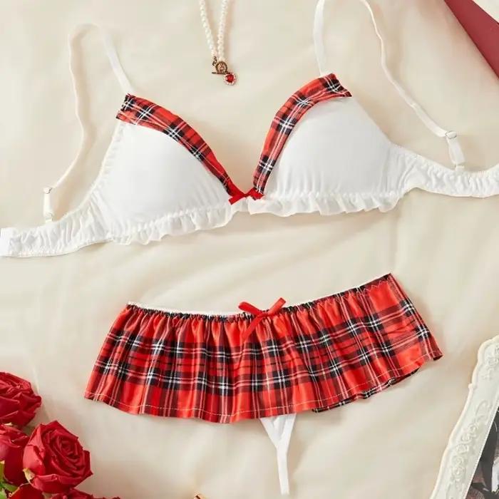 Ensemble de lingerie cosplay d'écolière marin, tenue de jeu de rôle uniforme marine avec volants, dentelle et nœuds