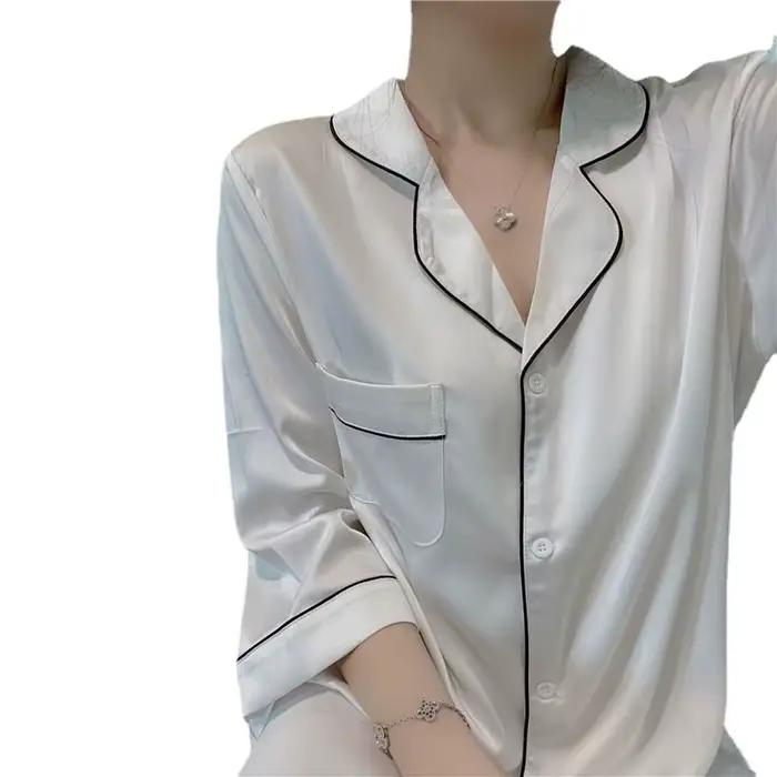 Nouvelle chemise de nuit en soie sexy pour femme, pyjama d'été, chemise de nuit sexy pour femme, vêtements d'intérieur en soie, robes de printemps et d'automne