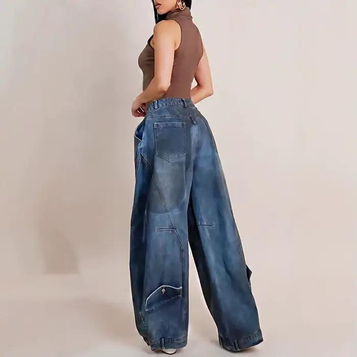 Džínsy vintage voľného strihu pre ženy