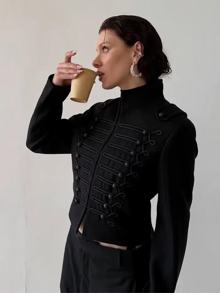 Dámske štýlové sako Napoleon s dlhými rukávmi