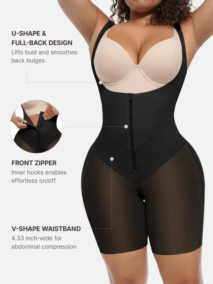 1 pièce Body sculptant intégral pour femme, avec soutien de la poitrine en U, contrôle de la taille et effet fessier galbé, post-chirurgical 