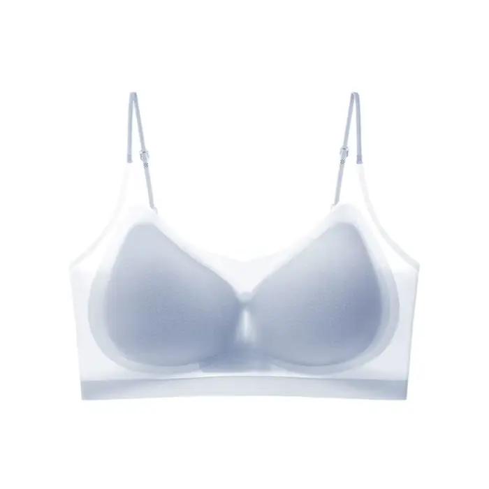 Soutien-gorge sans fil en soie glacée fine style coréen, anti-choc, sans traces, sans coutures, anti-affaissement, lingerie pour femme, yoga