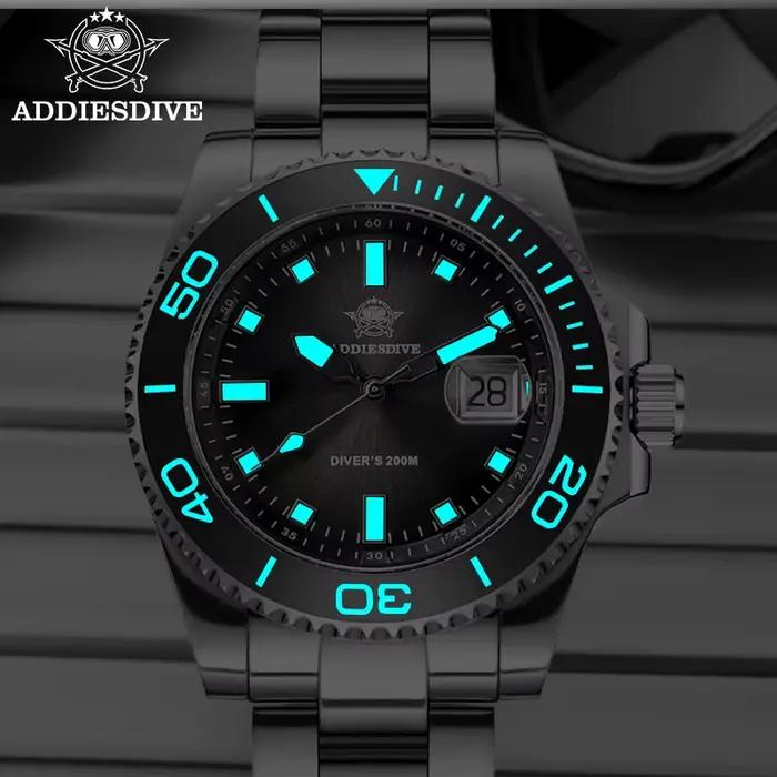 ADDIESDIVE pánske hodinky Quartz nehrdzavejúca oceľ potápačské