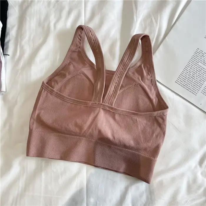 Soutien-gorge intégré dos nu à bretelles croisées, anti-fuite de lumière, bonnets fins fixes, polyvalent, respirant, enveloppant la poitrine pour femme