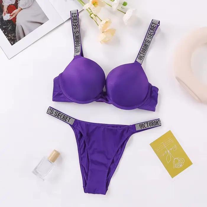 Ensemble de lingerie sexy Victoria's Secret, soutien-gorge et culotte, push-up, lingerie classique pour femmes, sexy, respirant, doux, polyvalent, shapewear