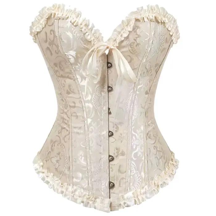 Femmes Sexy Bustiers et Corsets Floral couverture en dentelle pour les femmes Vintage Corset gothique surbuste Satin Jacquard Corsets
