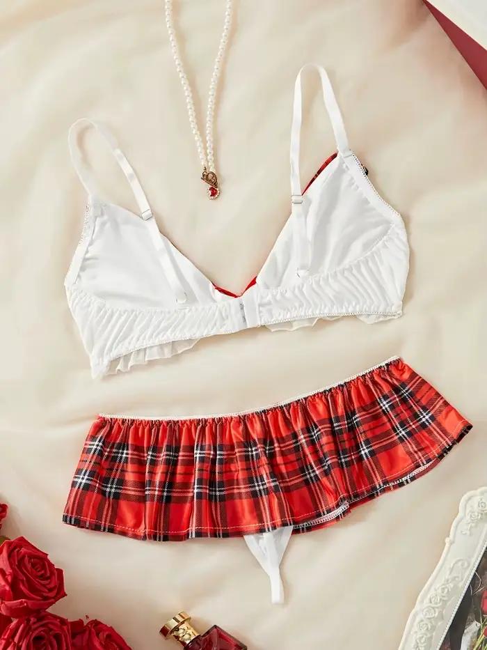 Ensemble de lingerie cosplay d'écolière marin, tenue de jeu de rôle uniforme marine avec volants, dentelle et nœuds