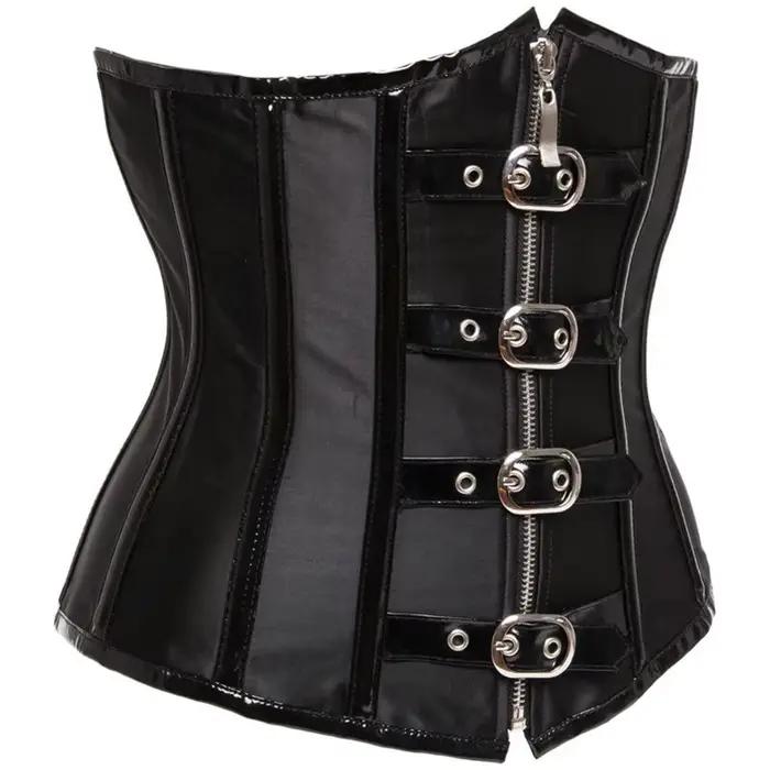 Ceinture rouge avec fermeture éclair pour femme, Corset désossé, Steampunk vintage, Underbust, Vêtements gothiques sexy, Corselet, Entraîneur de taille médiéval