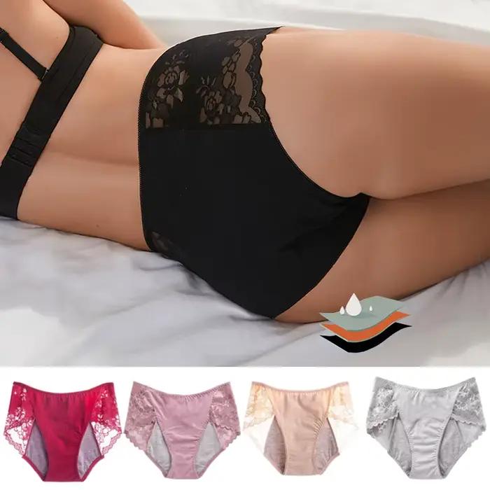 1 pièces dame très abondante culotte menstruelle grande taille respirant femmes dentelle brève femme taille moyenne période physiologique sous-vêtements