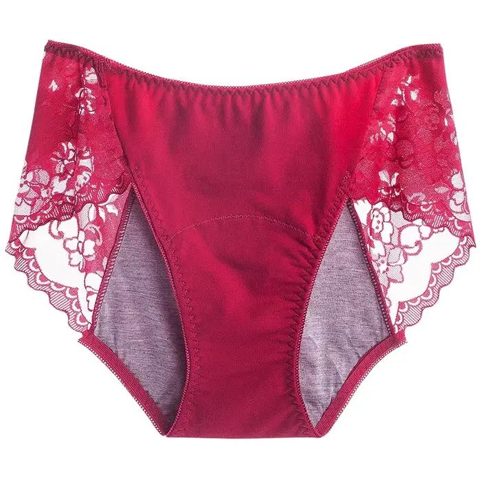 1 pièces dame très abondante culotte menstruelle grande taille respirant femmes dentelle brève femme taille moyenne période physiologique sous-vêtements