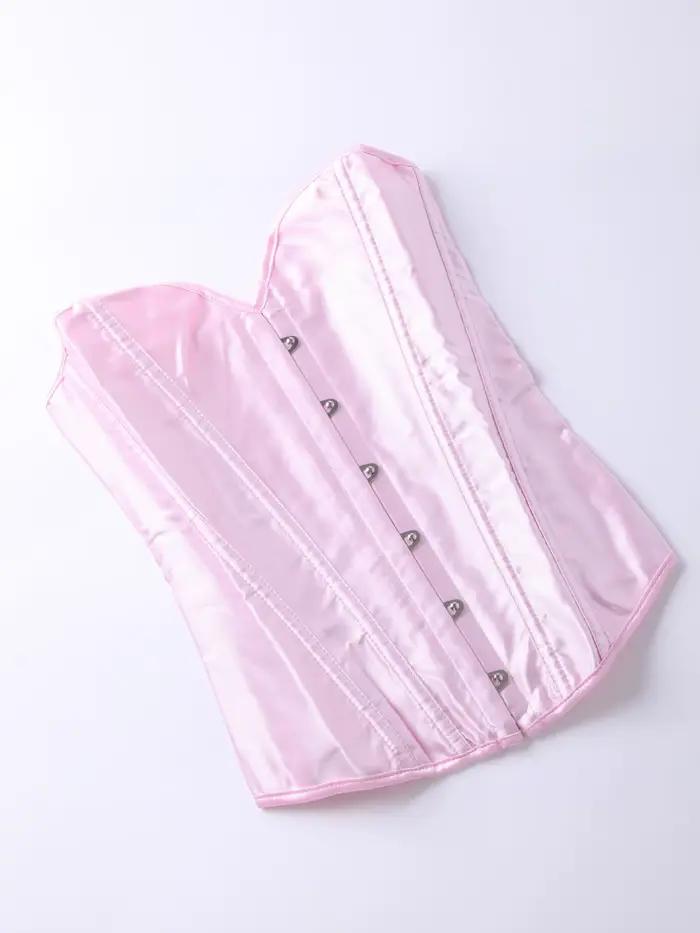 Corset bustier rose en satin pour femme, sans bretelles, avec fermeture frontale, amincissant et sculptant la taille, vêtement d'extérieur