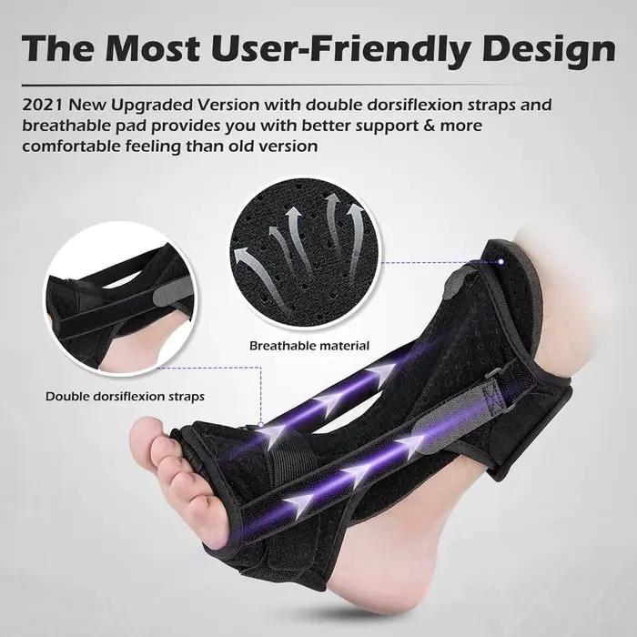 Attelle de nuit pour fasciite plantaire, attelle orthopédique réglable pour les pieds, attelle de nuit respirante avec boule de Massage pour soulager les douleurs