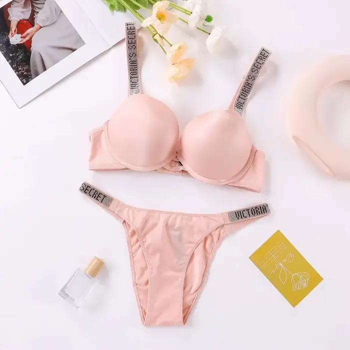 Ensemble de lingerie sexy Victoria's Secret, soutien-gorge et culotte, push-up, lingerie classique pour femmes, sexy, respirant, doux, polyvalent, shapewear