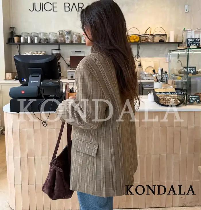 KONDALA Dámske vintage kárované sako Chic Trendy jar 2026 Elegantné