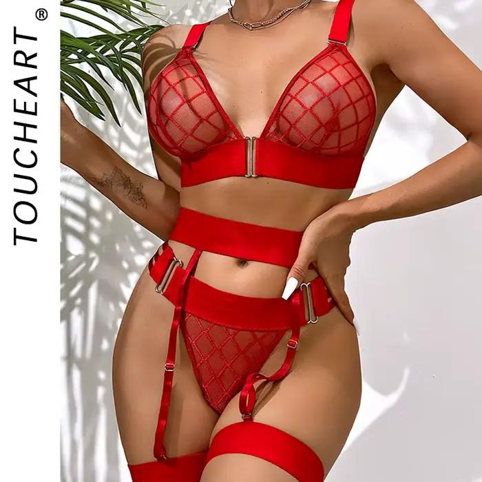 Toucheart ensemble de Lingerie Sexy sous-vêtements pour femmes voir à travers les ensembles de soutien-gorge ensemble Femme vêtements Lingerieset Dames culottes et soutien-gorge