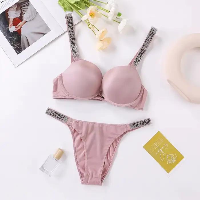Ensemble de lingerie sexy Victoria's Secret, soutien-gorge et culotte, push-up, lingerie classique pour femmes, sexy, respirant, doux, polyvalent, shapewear