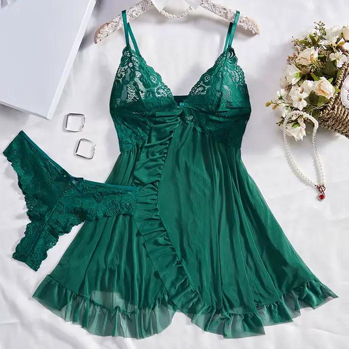 Robe Ultra-courte transparente, Lingerie Sexy, légère, décolleté en V profond, vêtements de nuit, pyjama pour femmes, chemise de nuit en dentelle