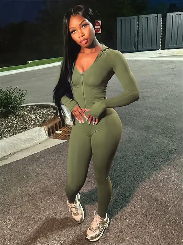 Nibber Športový Casual 2-dielny Set pre Ženy Mikina s Kapucňou na Zips Crop Top + Legíny Fitness Mäkký Stretch Streetwear