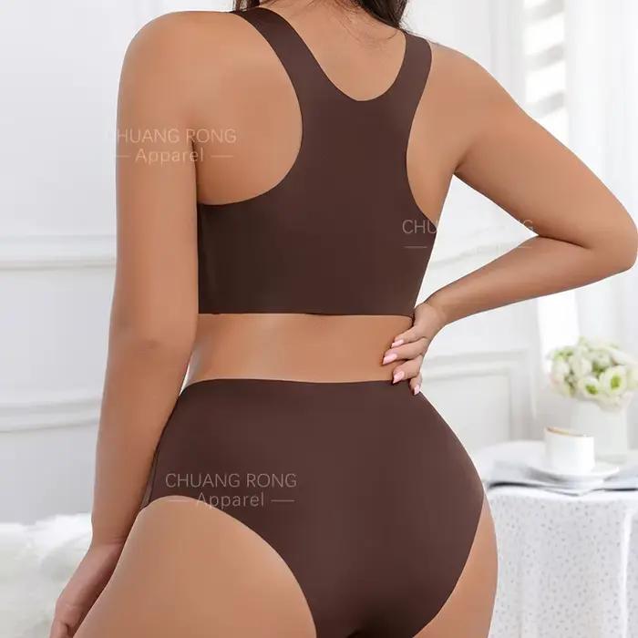 Vente Flash : Ensemble soutien-gorge sans fil et shorty personnalisé pour femme – Soutien-gorge sans couture avec coussinets amovibles et culotte assortie