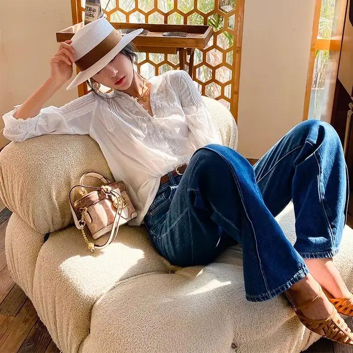 TEELYNN cigánska Boho kvetinová vyšívaná čipka Blúzka košele pre ženy top 2025 bavlna Vintage s dlhými rukávmi jar